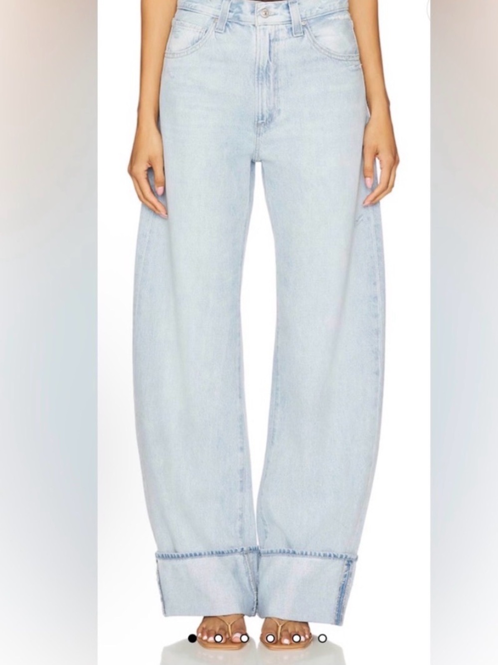 PAIGE Arellia High Rise Wide Leg Cuff Jeans Flower Wash Women Size 29 Tall NEW